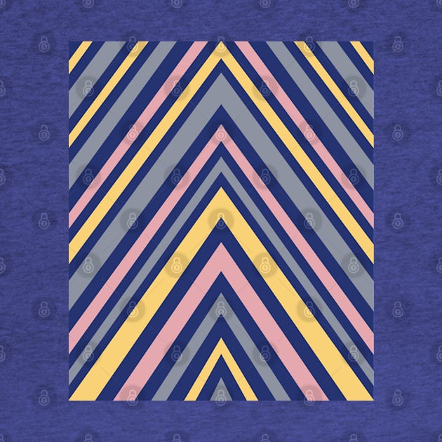 Chevron Pattern in Grey, Navy Blue, Pink and Yellow by OneThreeSix